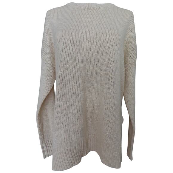 Jenni Kayne Cotton Linen Blend Crewneck Boyfriend Sweater In Ivory Size S - Picture 3 of 13